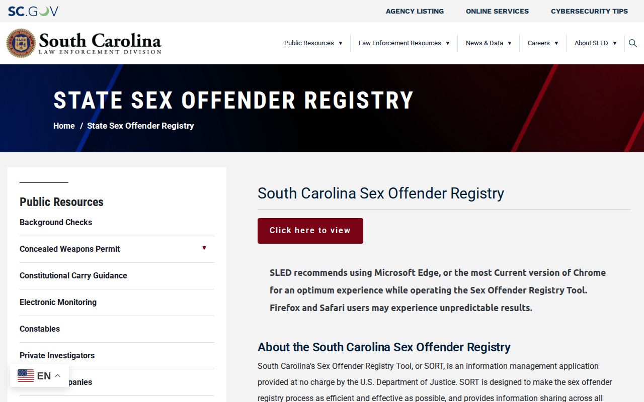 South Carolina registry scope for limited Union County released mugshot records